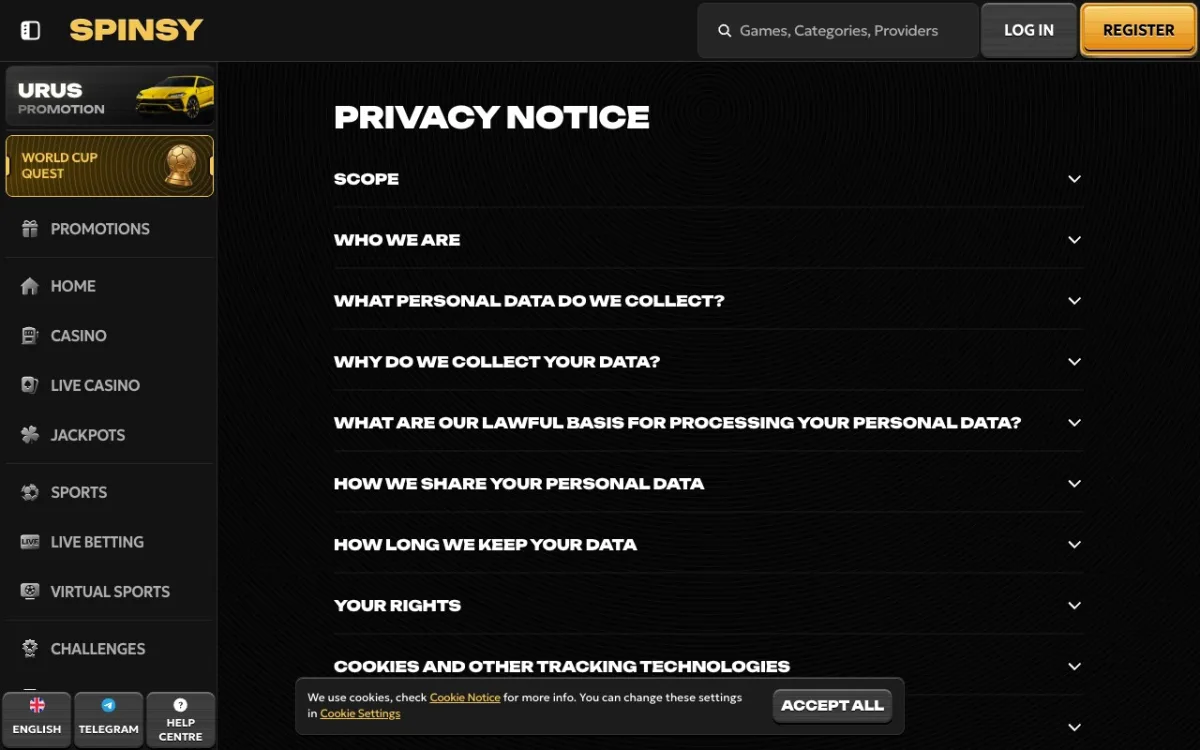 Privacy. Gestion des données compte